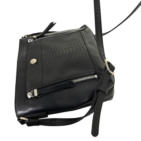 Nine West Women's Neala Crossbody Handbag Black Leather Snakeskin Medium Purse - Picture 8 of 15